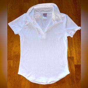 No Boundaries White Fitted Short Sleeve Polo Button Down